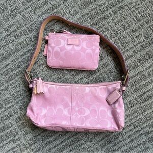 Vintage Baby Pink Coach Baguette with Matching Wristlet